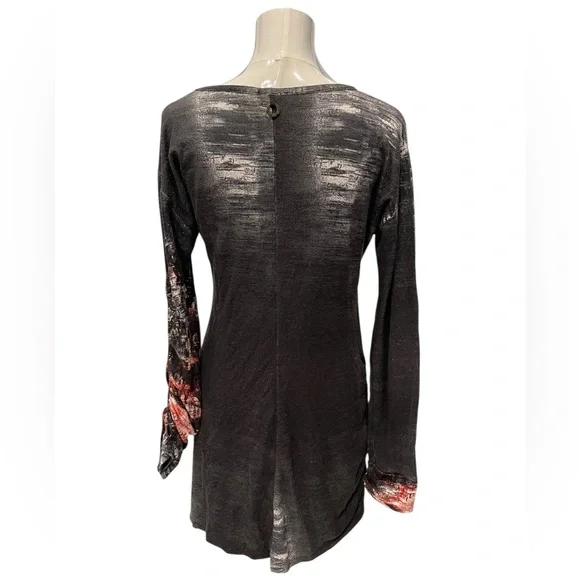 knee length dresses for ladies SAVE THE QUEEN MULTI COLOURED PRINT LONG SLEEVE LONG DRESS SIZE L –  Whispers Dress Agency